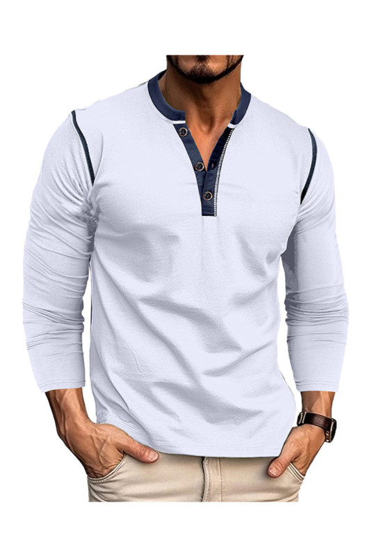 T-shirt à manches longues Col boutons - White