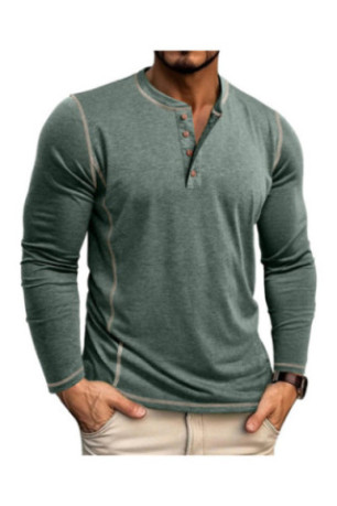 T-shirt à manches longues Col boutons - Green
