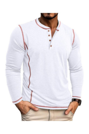 T-shirt à manches longues Col boutons - White