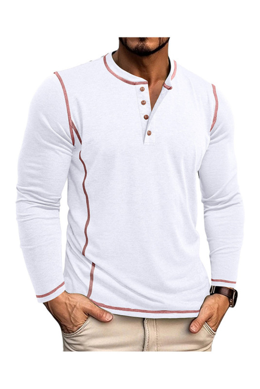 T-shirt à manches longues Col boutons - White