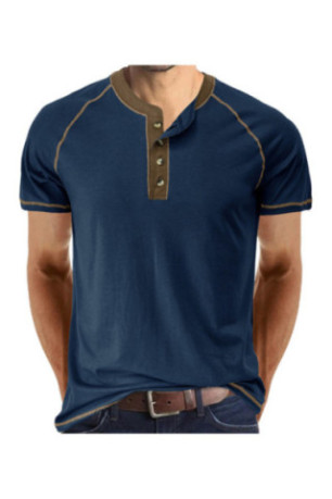 T-shirt manches courtes Col boutonné  - Dark Blue