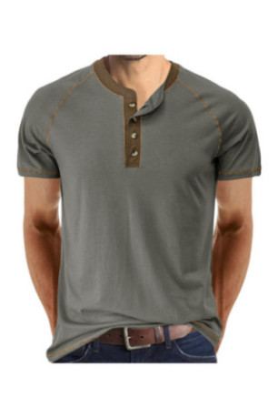 T-shirt manches courtes Col boutonné  - Dark Grey