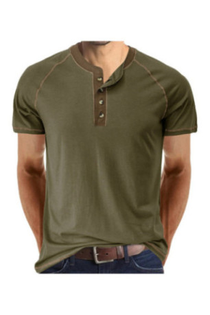 T-shirt manches courtes Col boutonné  - Green