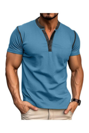 T-shirt manches courtes Col boutonné  - Blue