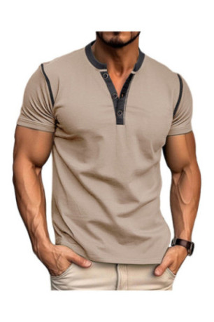 T-shirt manches courtes Col boutonné  - Khaki