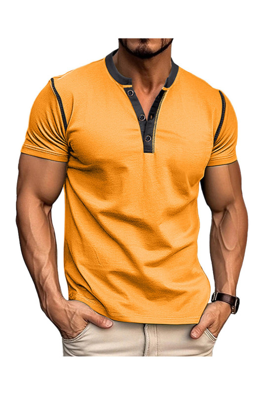 T-shirt manches courtes Col boutonné  - Orange