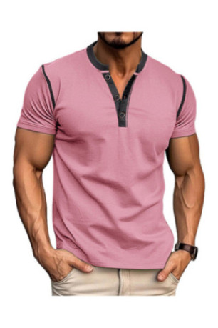 T-shirt manches courtes Col boutonné  - Pink