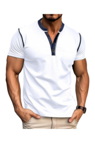 T-shirt manches courtes Col boutonné  - White