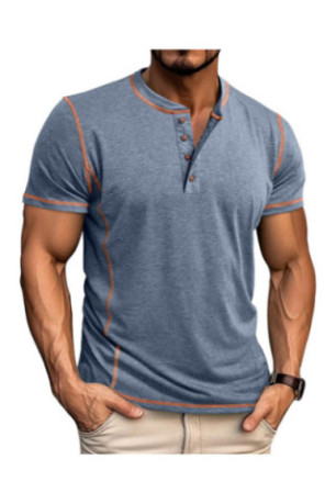 T-shirt manches courtes Col boutonné  - Blue