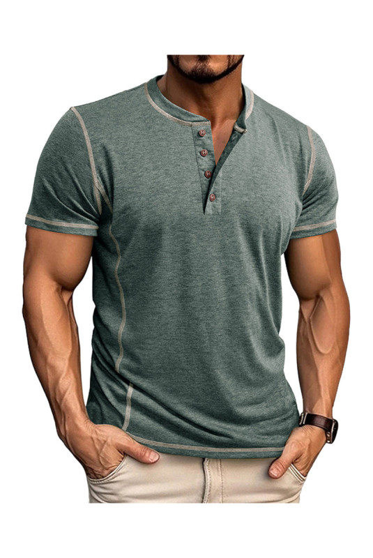T-shirt manches courtes Col boutonné  - Green