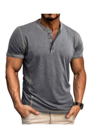 T-shirt manches courtes Col boutonné  - Grey