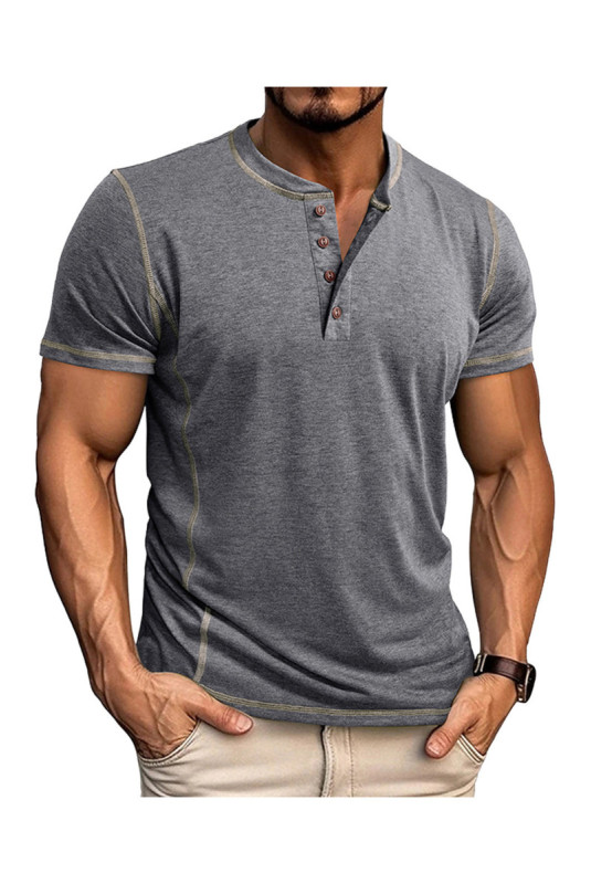 T-shirt manches courtes Col boutonné  - Grey
