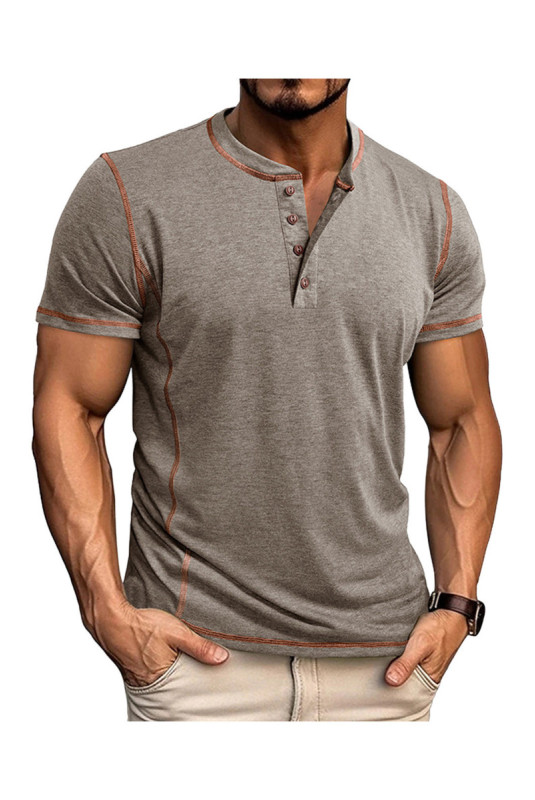 T-shirt manches courtes Col boutonné  - Khaki