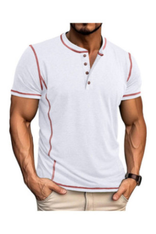 T-shirt manches courtes Col boutonné  - White