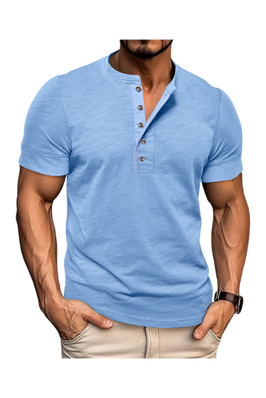 T-shirt manches courtes Col boutonné  - Blue