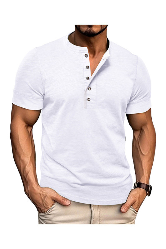 T-shirt manches courtes Col boutonné  - White
