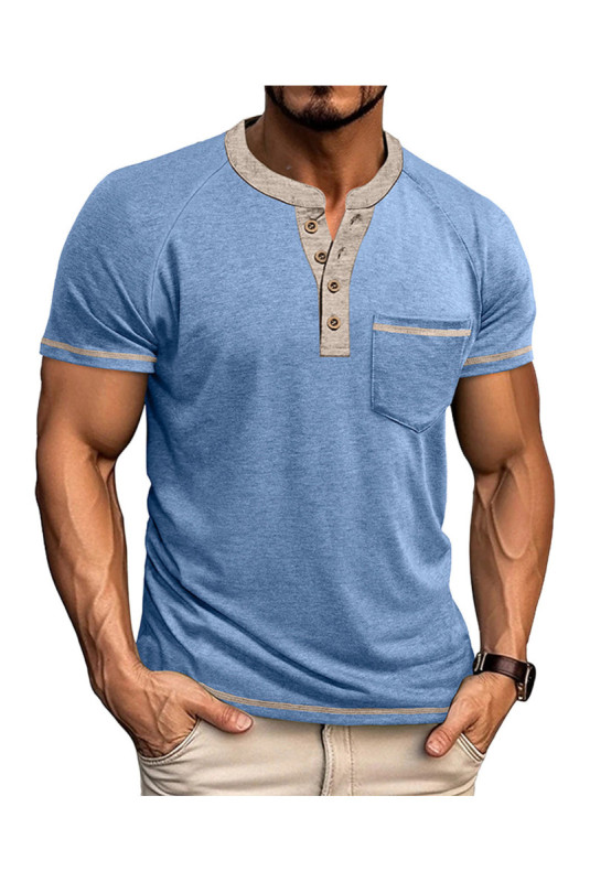 T-shirt manches courtes Col boutonné  - Blue