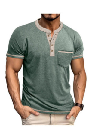 T-shirt manches courtes Col boutonné  - Green
