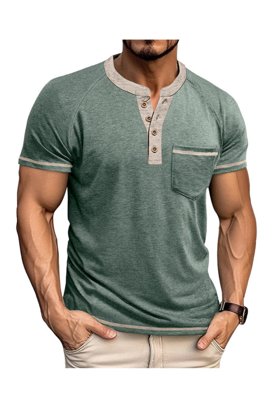 T-shirt manches courtes Col boutonné  - Green