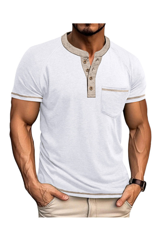 T-shirt manches courtes Col boutonné  - White
