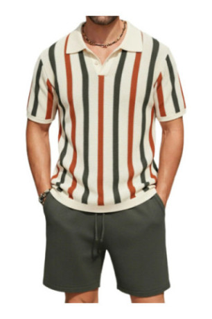Ensemble (Chemise & Short) - Apricot & Green