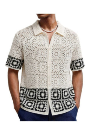 Cardigan manches courtes ajouré - White