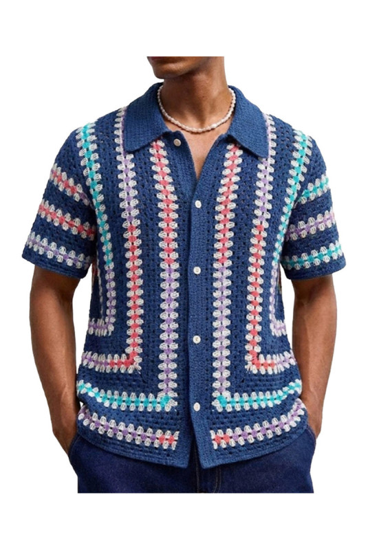 Cardigan manches courtes en maille - Navy Blue