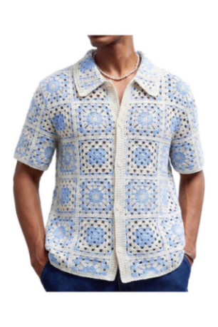 Cardigan manches courtes en maille - Light Blue