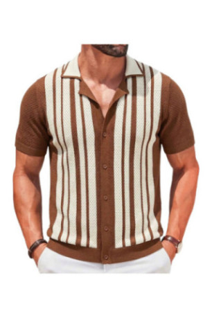 Cardigan manches courtes en maille - Brown