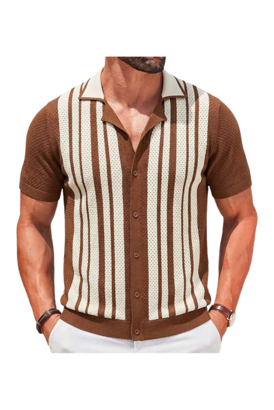 Cardigan manches courtes en maille - Brown