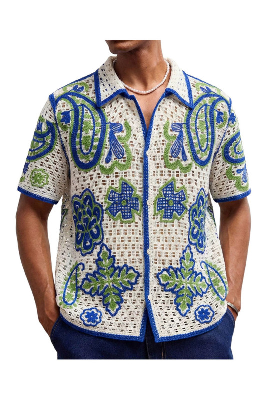 Cardigan manches courtes en maille - Blue
