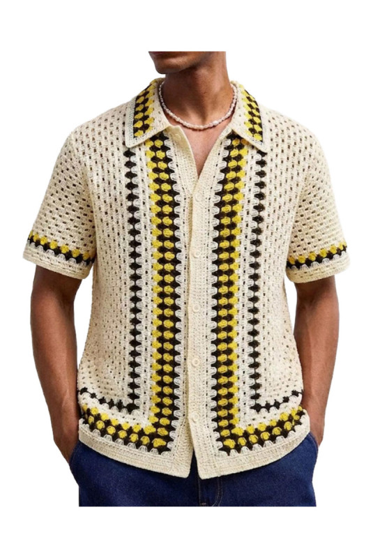 Cardigan manches courtes en maille - Apricot
