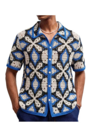 Cardigan manches courtes en maille - Blue