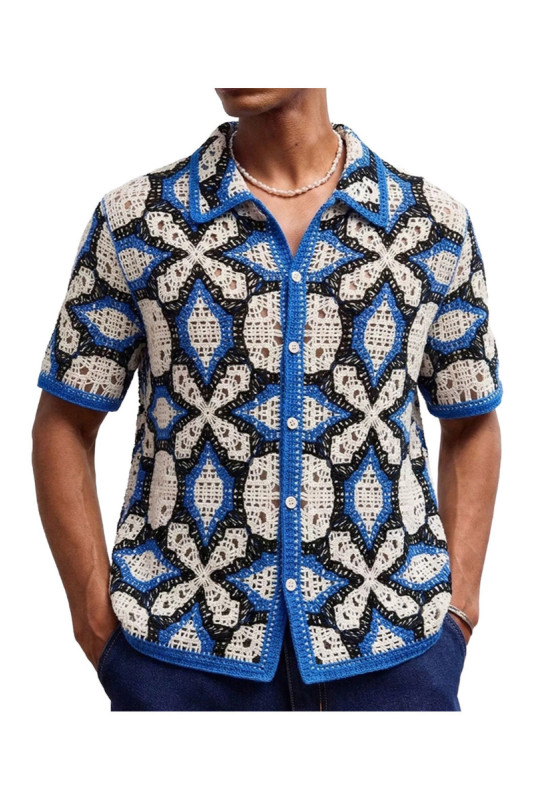 Cardigan manches courtes en maille - Blue