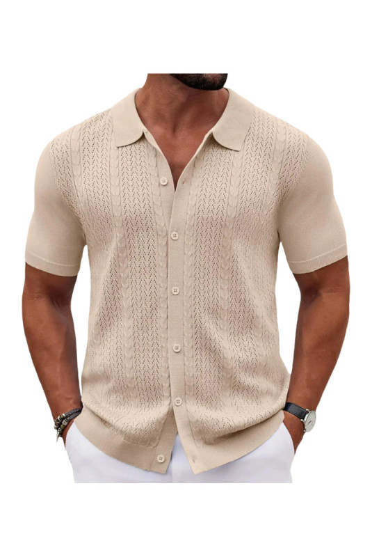 Cardigan manches courtes en maille - Apricot