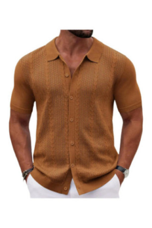 Cardigan manches courtes en maille - Brown