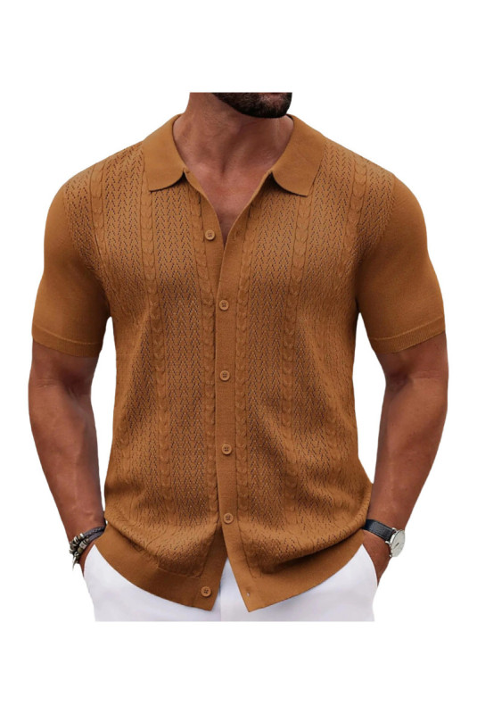 Cardigan manches courtes en maille - Brown