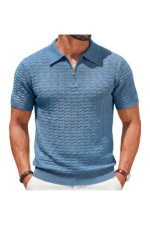 Polo manches courtes en viscose - Blue