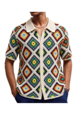 Cardigan en maille à manches courtes - Multicolor
