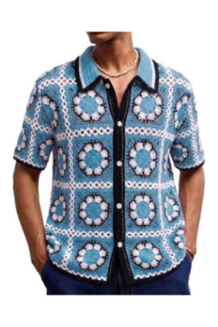 Cardigan en maille à manches courtes - Light Blue