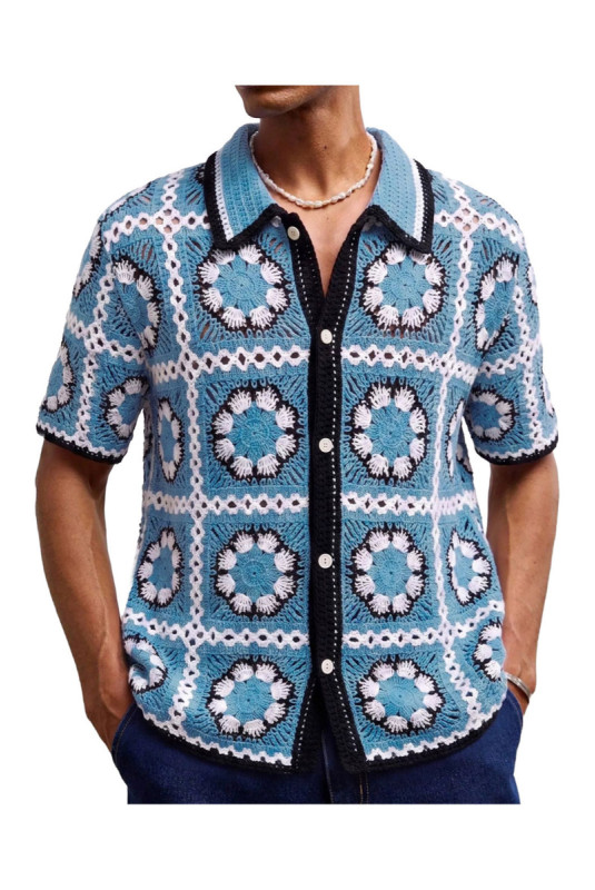 Cardigan en maille à manches courtes - Light Blue