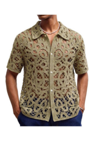 Cardigan en maille à manches courtes - Khaki