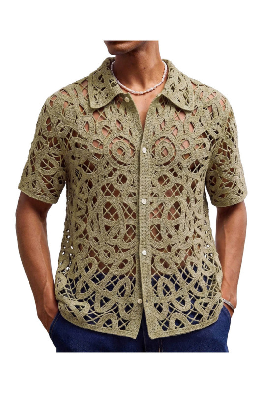 Cardigan en maille à manches courtes - Khaki