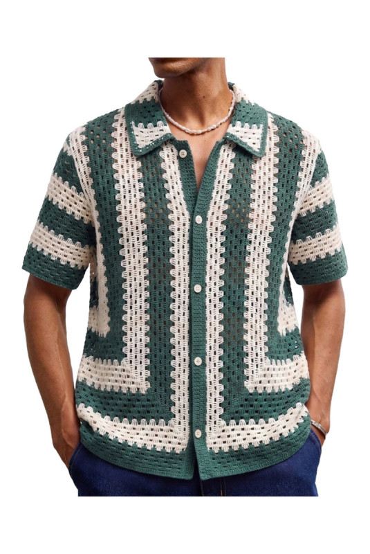 Cardigan en maille à manches courtes - Green