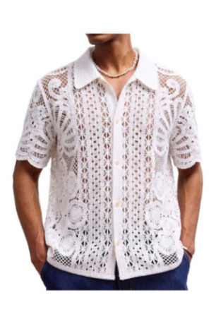 Cardigan en maille à manches courtes - White