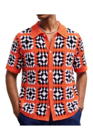 Cardigan en maille à manches courtes - Orange