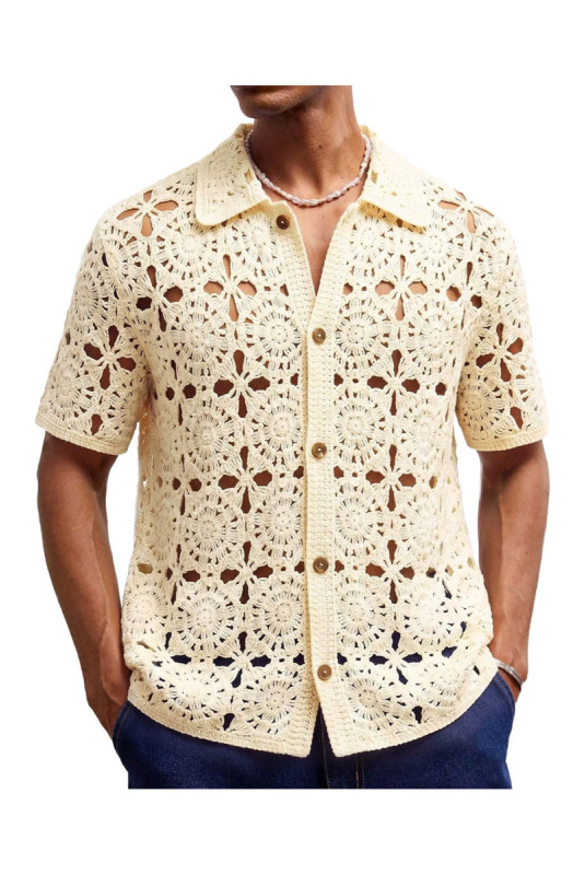 Cardigan en maille à manches courtes - Apricot