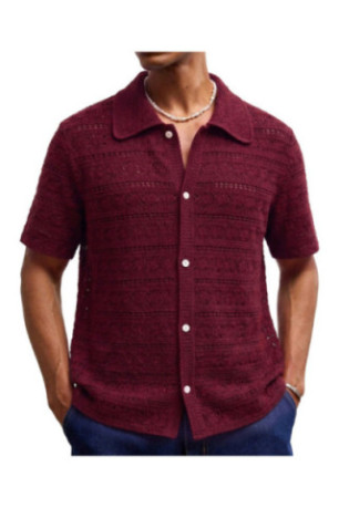 Cardigan en maille à manches courtes - Wine Red