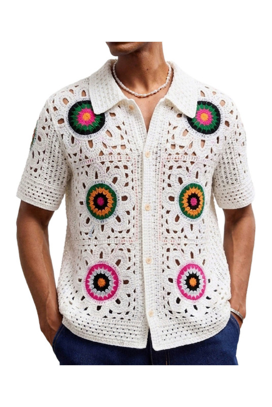 Cardigan en maille à manches courtes - White