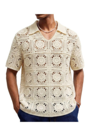 Polo maille ajouré - Apricot